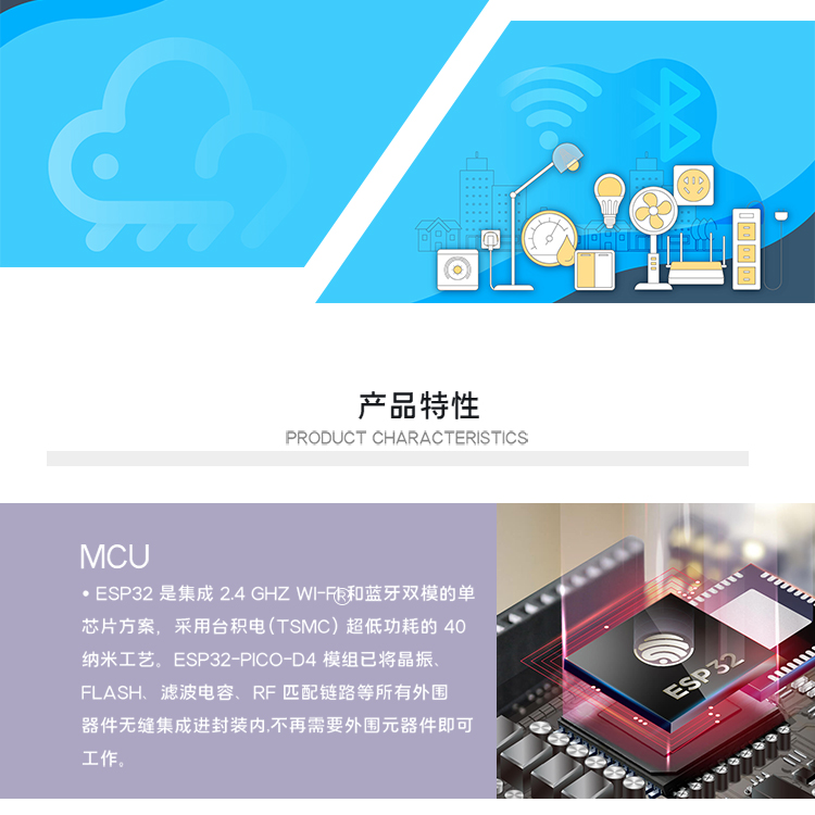 乐鑫模块代理商ESP32-PICO-D4 物联网wifi模块蓝牙wifi二合一模块厂家