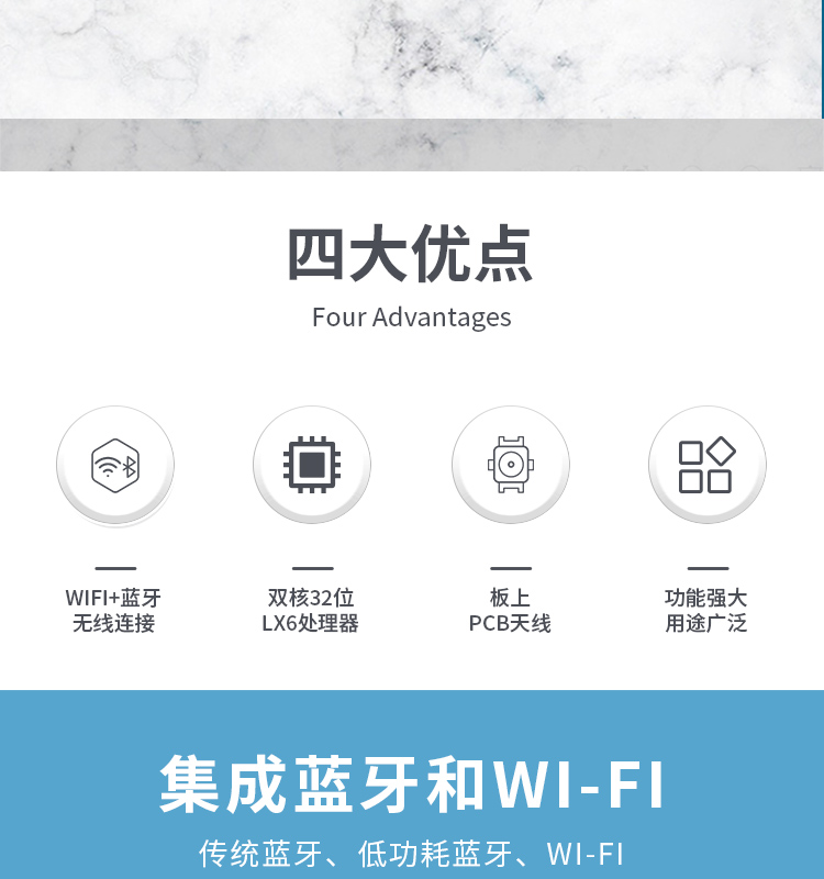 乐鑫信息科技官网ESP32-WROOM-32E-N16 2.4GHz Wi­Fi+蓝牙®+低功耗蓝牙模组自组网wifi mesh模块
